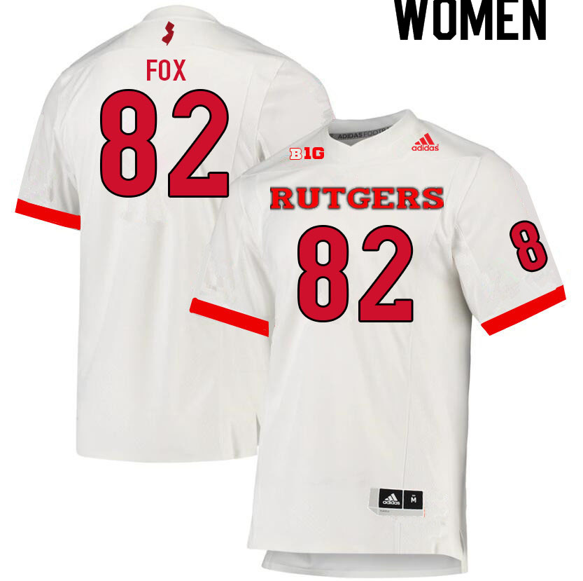 Women #82 Brayden Fox Rutgers Scarlet Knights College Football Jerseys Sale-White - Click Image to Close